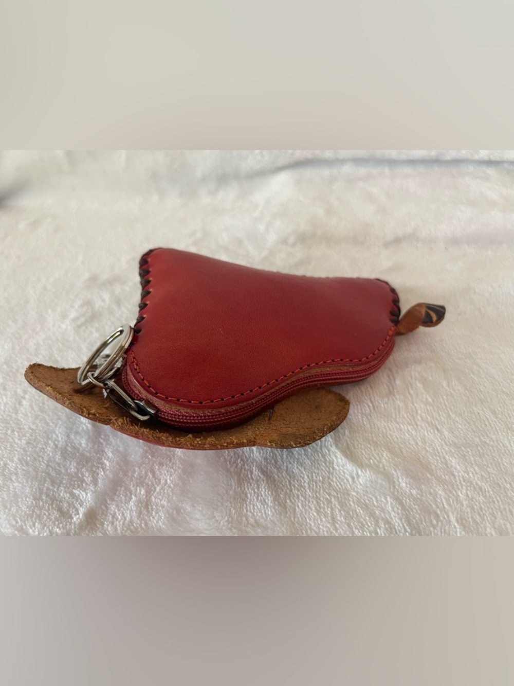 Vintage handmade Leather Dog Puppy coin purse pouch key chain - Picture 7 of 7